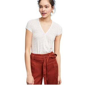 Maeve Leila Wrap Top Cream with color stripes Size Large